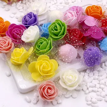 144pcs 2.5 cm Mini Köpük Yapay Çiçek Buketi Renkli Düğün Çiçek Dekorasyon Defteri, Sahte Gül Çiçek Gül