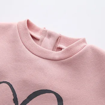 Kız Bebek T Shirt Kış Aşk Kalp Şekli Ceket Çocuk Giyim Artı Kadife Kalınlaşma Sıcak Elbise Çocuklar Kız Elbise Kapşonlu