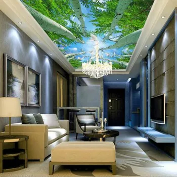 Tavan Oturma Odası, Yatak Odası Dokuma ipek duvar kağıtları rulo için özel 3D fotoğraf duvar duvar kağıdı Doğal orman