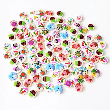 DİY El Sanatları Giyim Kapakları için bebek Ahşap Düğmeler %50 Renkli 15 mm 2Hole çocuk çocuklar doğal düğme Aksesuar dikiş