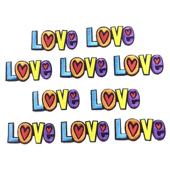 Konfeksiyon DİY Aşk Mektubu Eki Etiketi İçin Aplike Giyim Demir Yamaları 3.3*8 cm İşlemeli Demir Rozet 10 adet Dikiş
