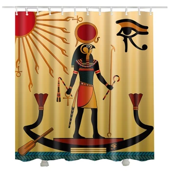 Horus Duş Perdesi su Geçirmez Kumaş Baskılı Çapraz Mısır Güneş tanrısı Banyo Perdesi Gözü