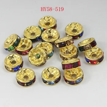 100 Adet 58-519 Swar Kristal Rondelle Spacer altın Boncuk 6 mm& 8mm çok renkli diy takı bulma
