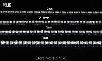 Yeni Elmas Kesim Tanıtım 1 Satır 4 mm Ss16 açık Taslar Gelinlik için 10 Metre/lot Gümüş Metal kompakt taban Zinciri