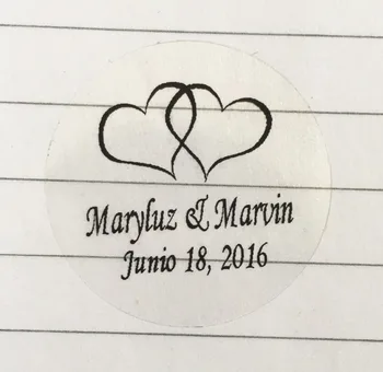 Düğün nişan süsleme 90pcs Özel kişiselleştirilmiş çift kalp su Geçirmez zarf sticker gelin ve damat isim etiketi