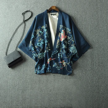 Harajuku Kısa kimono yukata En İnce kaydırma yaz stil Baskı Japon Tarzı Cüppe Tarzı