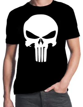 Klasik İlham Punisher Çizgi Roman Aksiyon Filmi Yeni T Kafatası Logosu-%100 Pamuklu T Shirt Marka Giyim Tees Üstler Gömlek