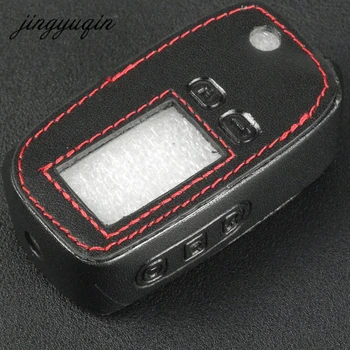 Jingyuqin Deri Tomahawk TW9010 TW9020 TW9030 2 yollu LCD oto Alarm Uzaktan Kumanda Anahtarlık Katlanır Kapak için Anahtar Flip Case