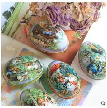Moda Avrupa tarzı şeker ambalaj şeker kutusu mücevher kutusu teneke Paskalya karikatür küçük Paskalya yumurta şekli hediye 10 adet/lot mix renk