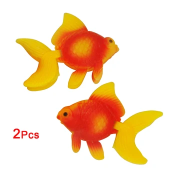 Akvaryum Dekorasyonu için en çok satan Yeni 2 adet Turuncu Plastik Faux Fantail Goldfish