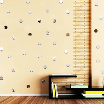 Bling-Bling Nokta Mermi Akrilik Ayna Yüzey Duvar Sticker 3D Ayna DİY Duvar Çocuk Odası Tavan Ev Dekor Çıkartmaları