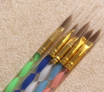 5 adet Akrilik Tırnak Sanat boya fırçaları boyama 3d kalem seti pedikür tozu uv jel cila ücretsiz kargo için Fırça çivi Oyma