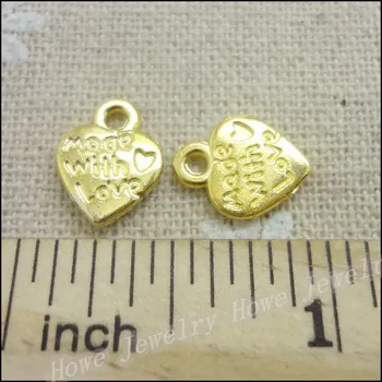 180 adet Charms Kolye Altın kaplama Çinko Alaşım Kolye Uygun Bilezik DİY Metal Takı Bulgular, Kalp