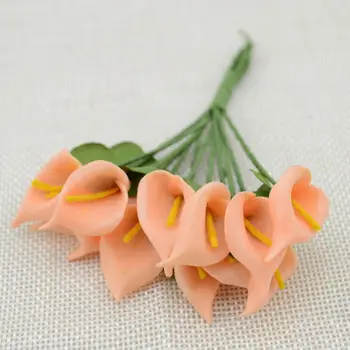 12pcs Mini Köpük Calla Handmake Yapay Çiçek Buket Çelenk Düğün Dekorasyon DİY Hediye Kutusu Hatıra Defteri Zanaat Sahte Çiçek