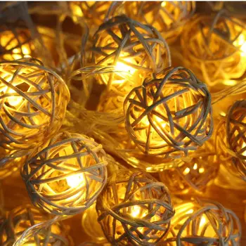 10LEDs 1m 5cm İp Işık Yılbaşı Dekorasyon Süsleme Düğün El Feneri Rattan Topu Dize Işık Led Dokunmuş
