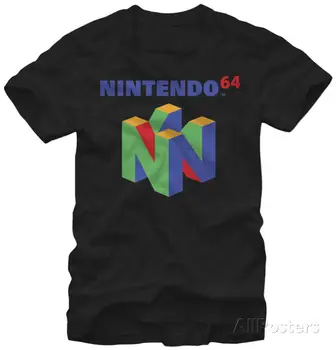 Nintendo - Shirt Hip Hop Tarzı Üstleri N64 Logo Giyim T-Shirt L - Siyah Casual Artı Boyutu T-S-2Xl Moda Tişört Marka Tişört