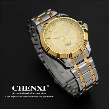 Yeni CHENXİ 050A Kuvars Moda Casual Saatler Lüks Marka Tasarım İş Tam Altın Çelik İzle Erkekler Kuvars Erkek Kol saati