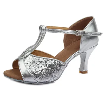 Bayanlar/Kızlar için Parlayan Ekonomik Ayakkabıları Balo Salonu Ayakkabı/Tango Ayakkabıları//yepyeni 4-Yüksek Topuklu Latin Dans Ayakkabıları Renkli