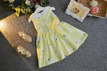 0-7Years Çocuk Prenses Elbise Yaz Çocuk Giyim Kolsuz Güzel Çiçekler Kız Bebek/BC1330 Koreli Çocuk Giyim Elbiseler