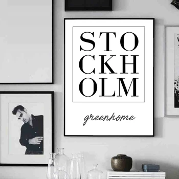 İsveç'in Başkenti Stockholm Baskı Siyah & Beyaz Tipografi poster duvar sanat tuval ev dekorasyonu Çerçeve LZ1007