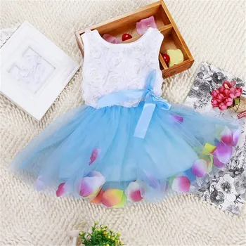 Bebek Bebek Çocuk Kız Prenses Parti Tutu Dantel Yay Çiçek Toptan Elbise Elbise