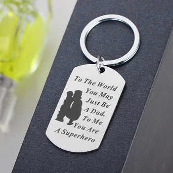 Dünya Baba Baba Anahtarlık Askeri Köpek Etiketi Anahtarlık Oğlu Kızı Ailesine Babalar Günü Hediye Paslanmaz Çelik Takı Sıcak Aşk