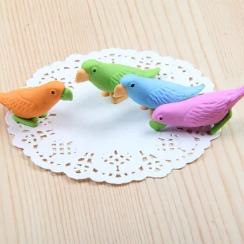 Çocuklar Kawaii 3D kauçuk silgi Kore Kırtasiye ofis okul düzeltmesi için 2 adet/çok Sevimli Papağan silgi papelaria malzemeleri