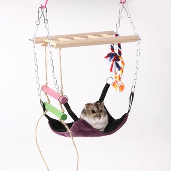 Merdiven Hamster ile küçük Hayvan Pet Hamak Asma Köprü Tırmanma Oyuncak Kedi Yatağı Asılı Hamak