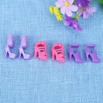 Moda Bebek 10 Çift Ayakkabı Kızlar için Barbie Bebek için çeşit çeşit Topuklu Sandalet Aksesuarları Kıyafet Prenses Ayakkabıları Oyuncak Renkli
