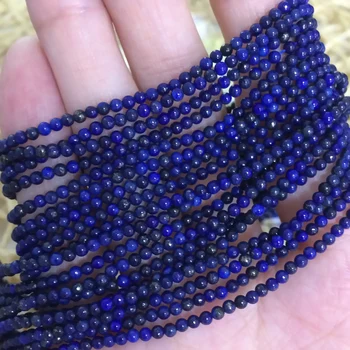 Doğal lapis lazuli mavi taş 2mm 3mm benzersiz yuvarlak gevşek boncuk taş tutucular aksesuar takı B440 15 inç yapma diy