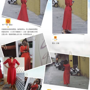 SADECE ARTI Elbise Uzun Kırmızı puantiyeli Elbise Casual Kadın Bandaj Wrap Elbise Seksi V-Yaka Sonbahar Uzun Taraf Sarı Elbise Kuşaklı