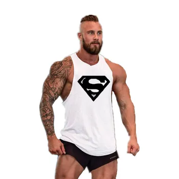 2017 Yeni Altın superman giyim Stringer Tank Top Erkekler Vücut geliştirme ve Fitness Erkek Atlet Tank Gömlek Elbise spor salonları