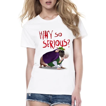 Çok ciddi Baskılı Rahat T shirt Bayan Tişört neden kadınlar Hayvan Joker Domuz T-shirt Harajuku O Üstleri Yaka Beyaz Kısa Kollu