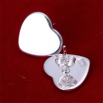 KN-E010 Sıcak Satış toptan ücretsiz gönderim 925 gümüş Moda Takı kadın 925 Kalp Plaka Küpe küpe kaplama