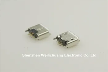 Düz Delik Kadın yuvaya Üzerinden 100pcs Mikro USB Konnektör B Tipi 5pin 180 Derece