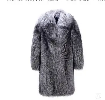 Erkek Uzun Taklit Tilki Kürk Ceket Casual Sonbahar Kış Erkek-Kürk Palto Artı Boyutu Erkek Faux Kürk Ceketler Giysi Cj70 Yaptı