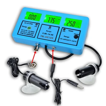 Çoklu parametre Su Kalite Monitörü kamera LCD pH TDS EC CF Sıcaklık Ölçer Online Akvaryum Acidometer Yeşil Aydınlatmalı ATC