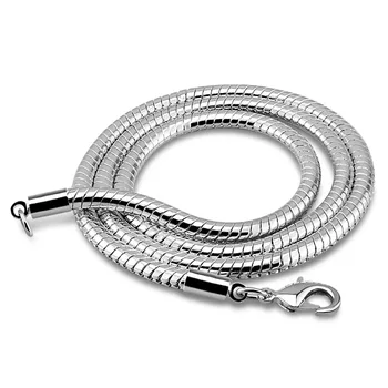 Erkekler 925 gümüş kolye gerçek katı kalın %100 saf Gümüş kolye moda.4 mm 22 cm zincir yılan.Toptan takı