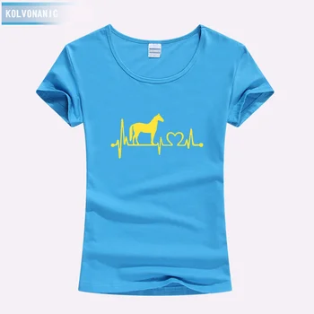Hanım Kız Üst Tees Park İçin KOLVONANİG 2018 Yeni Yıl At Kalp Hattı Baskılı Kadın O-Boyun T Shirt Komik Kawaii İnce T-Shirt