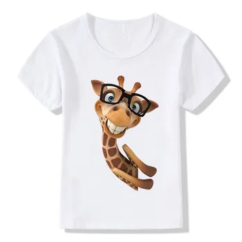 2018 Sevimli 3D Zürafa Baskı Komik Çocuk T-Shirt Yaz Üst Erkek/Kız Kısa Elbiseler Rahat Sevimli Bebek Çocuk Tees Kol,HKP2159