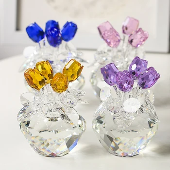 H&D 4colors Kristal Güller Yaratıcı Noel Hediyesi Nikah Sevgililer Günü Hediyelik eşya Masa Dekorasyon Yapay Çiçek Dekoru İyilik