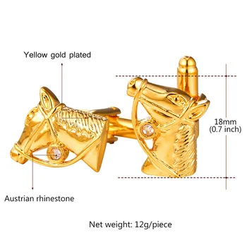 At Şeklinde Manşet Mens Baş sarı Altın/Gümüş Rengi kol düğmeleri Yüksek Kaliteli Erkek Takı Toptan Manşet C 307 bağlantı Bağlantılar