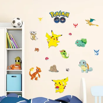 Çocuk Odası Ev Dekorasyonu Pikachu Duvar Çıkartması Poster Duvar Sanat duvar Kağıdı Pencere için çizgi film Pokemon Gidip Duvar Çıkartmaları sticker