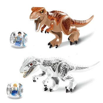 2017 YENİ LELE 79151 2 Adet Jurassic World İndominus Rex T. Rex Yapı taşları oyuncak Lego İle Hero Şekil Uyumlu Dinozor