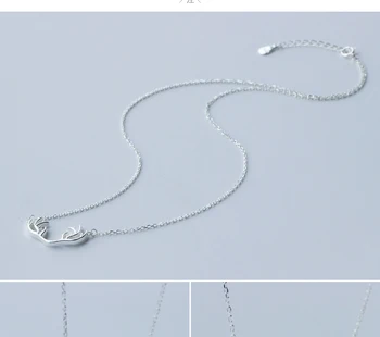 Gerçek. Gümüş takı boynuzu geyik Boynuzu Şekli Slayt Kolye Gümüş-taşlı-925 hayvan charm mücevher 18