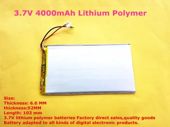 Tablet 6052103 3.7 V Lityum pil teknoloji: 52 MM*6 MM Şarj Edilebilir Pil Polimer 103MM*