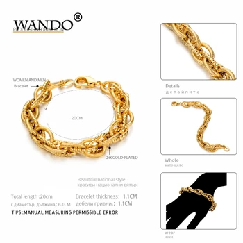 WANDO 1 ADET Klasik erkek ve kadın WB48 bilezik takı altın bilezik İslam Arabistan Orta Doğu Afrika hediye zinciri