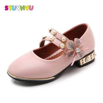 Parti çocuk deri ayakkabı çocuk topuklu ayakkabı Prenses ayakkabı bahar rhinestone inci sonbahar çiçek kız düğün ayakkabı sıcak
