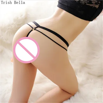 Trish Bella 2018 Dantel şeffaf Metal yüzük içi Boş çapraz seksi iç çamaşırı iç çamaşırı kadın külot string tanga tanga örtüşen