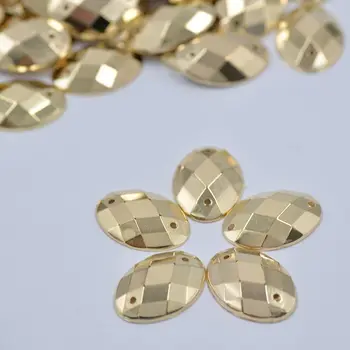 13 JUNAO*18mm Oval Altın Dikiş Düz Arka Kristal Taşlar Üzerinde Dikmek p. kodu Taslar Giysileri El Sanatları İçin Taşlar Akrilik